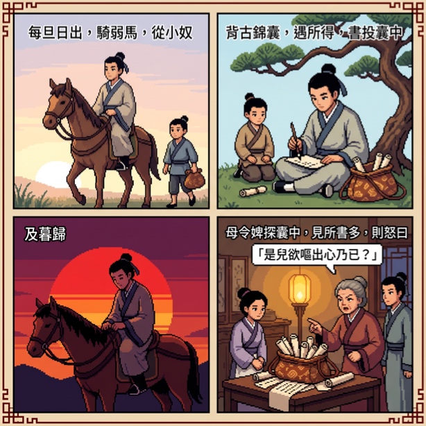 李賀採詩插畫